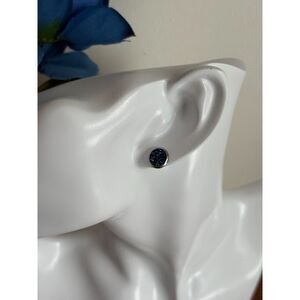 Blue Druzy Stud Earrings NWT 3/8"